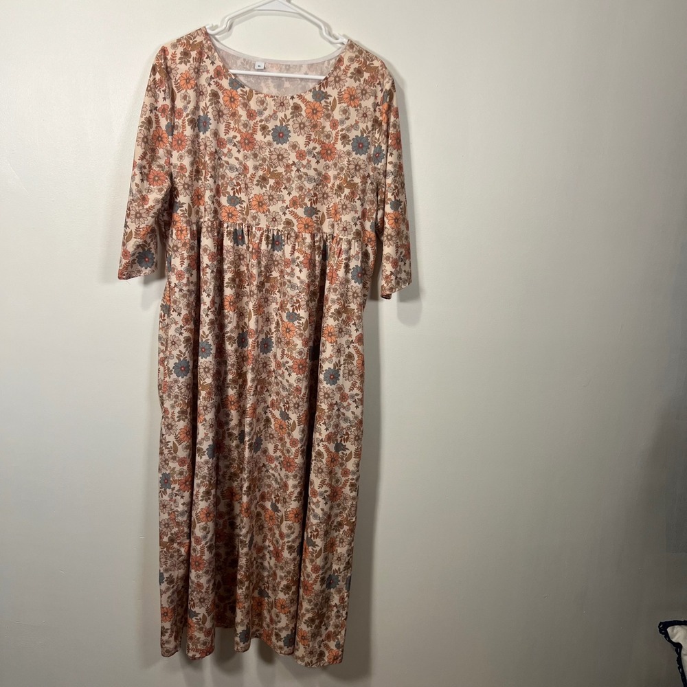 Unbranded Womens Floral Empire Waist Maxi Dress Retro Cottagecore XL